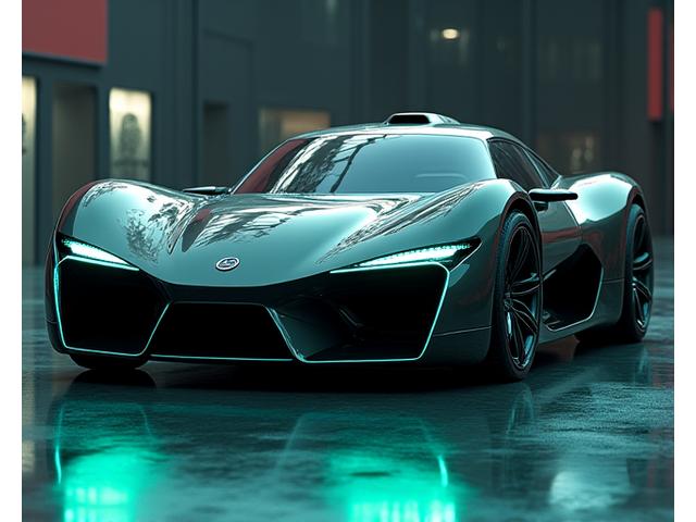 カーボンファイバーのディテールを持つ未来的なコンセプトカー